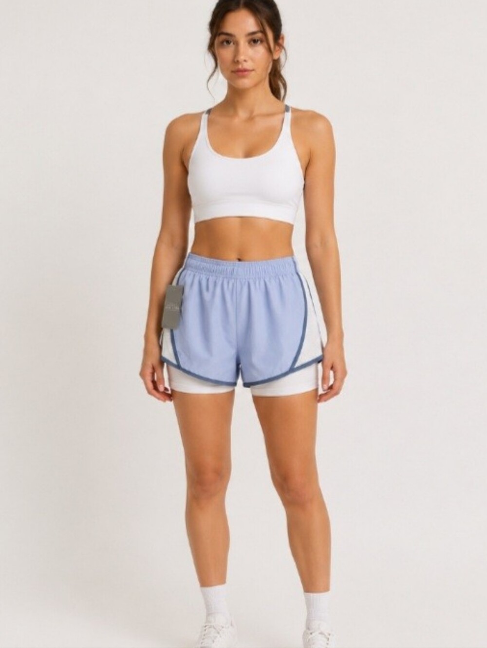 N.Y.L. Sport Womens Sz Large Running Shorts Breathable Mid-Rise Mesh Drawstring